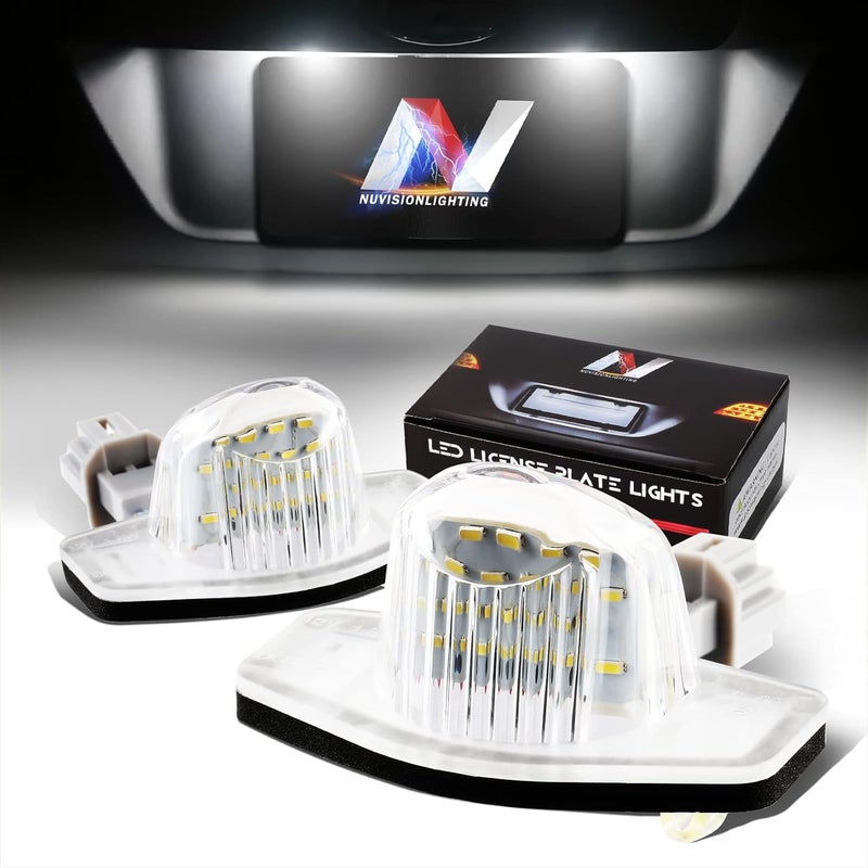 NUVISION LIGHTING Pair of LED License Plate Lights Compatible with 12-15 Civic / 07-16 CR-V / 10-15 Accord Crosstour / 09-11 Element, 34102SLNA01 34101S60013, NVL-LPL-001 - Image 1